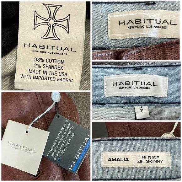 Habitual Coated Denim size 31 New Amalia Hi Rise Zippered skinny jeans concert - Picture 3 of 15
